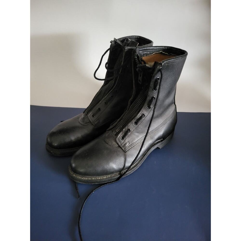 COVE SHOE CO. VLACK LEATHER COMBAT MILITARY BOOTS 7.5 D 80's